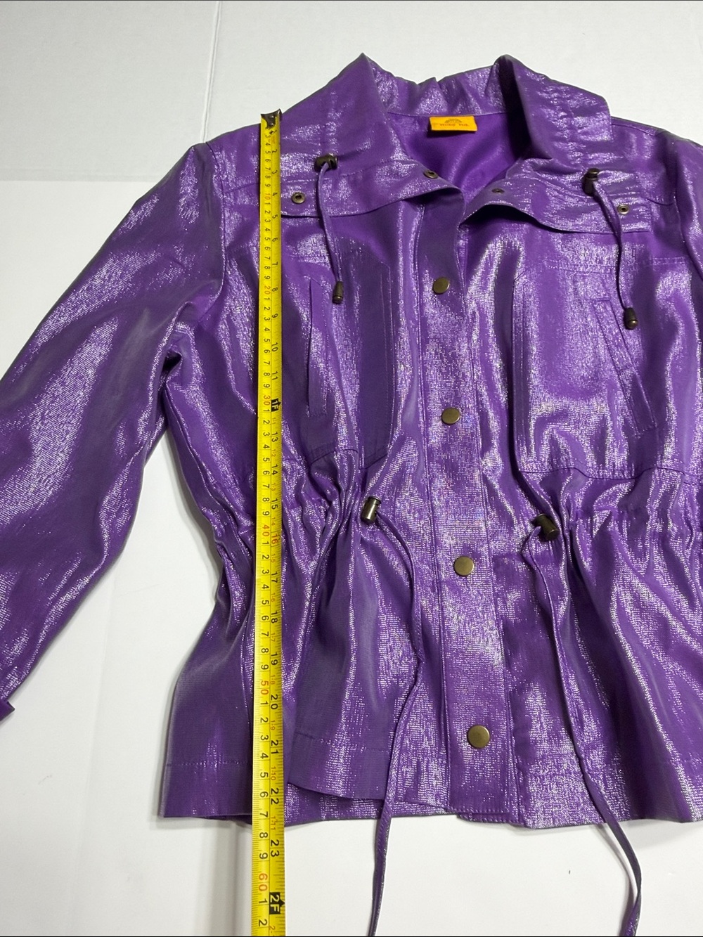 Ruby Rd. Shimmery iridescent Purple Drawstring Utility Jacket - Picture 7 of 14